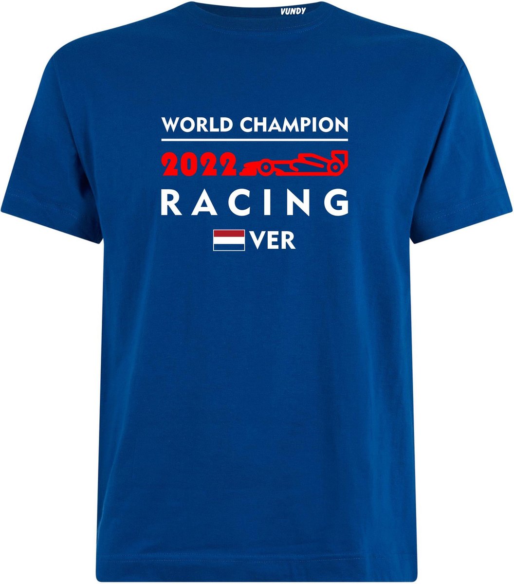 T-shirt kinderen World Champion 2022 | Max Verstappen / Red Bull Racing / Formule 1 Fan | Wereldkampioen | Blauw | maat 164